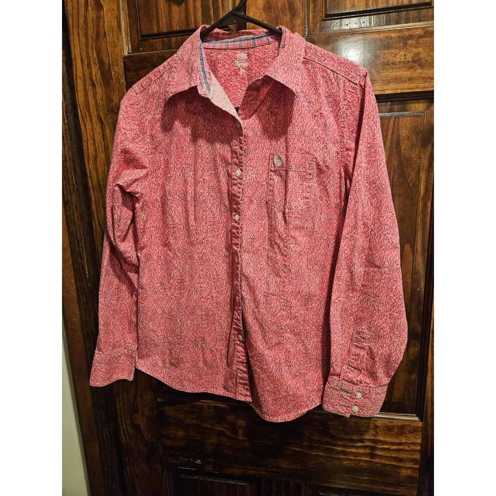 Wrangler George Strait Medium Women Rodeo Western Button Pink Long Sleeve